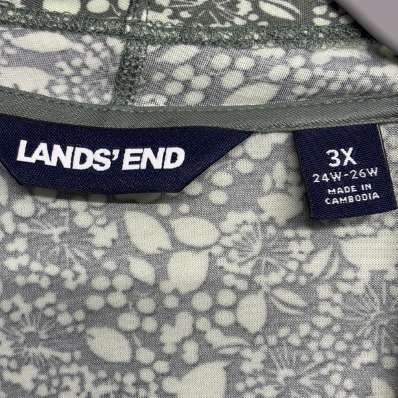 Land's End 3x Floral Sheer open cardigan sweater gray cream rayon stretch - Picture 3 of 9